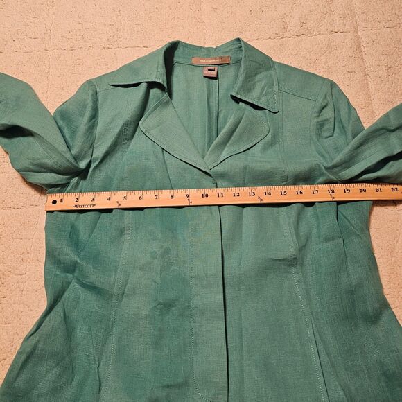 Ellen Tracy Womens Sz 12 Turquoise Blazer 100% Linen 3 buttons lightweight - Picture 5 of 8